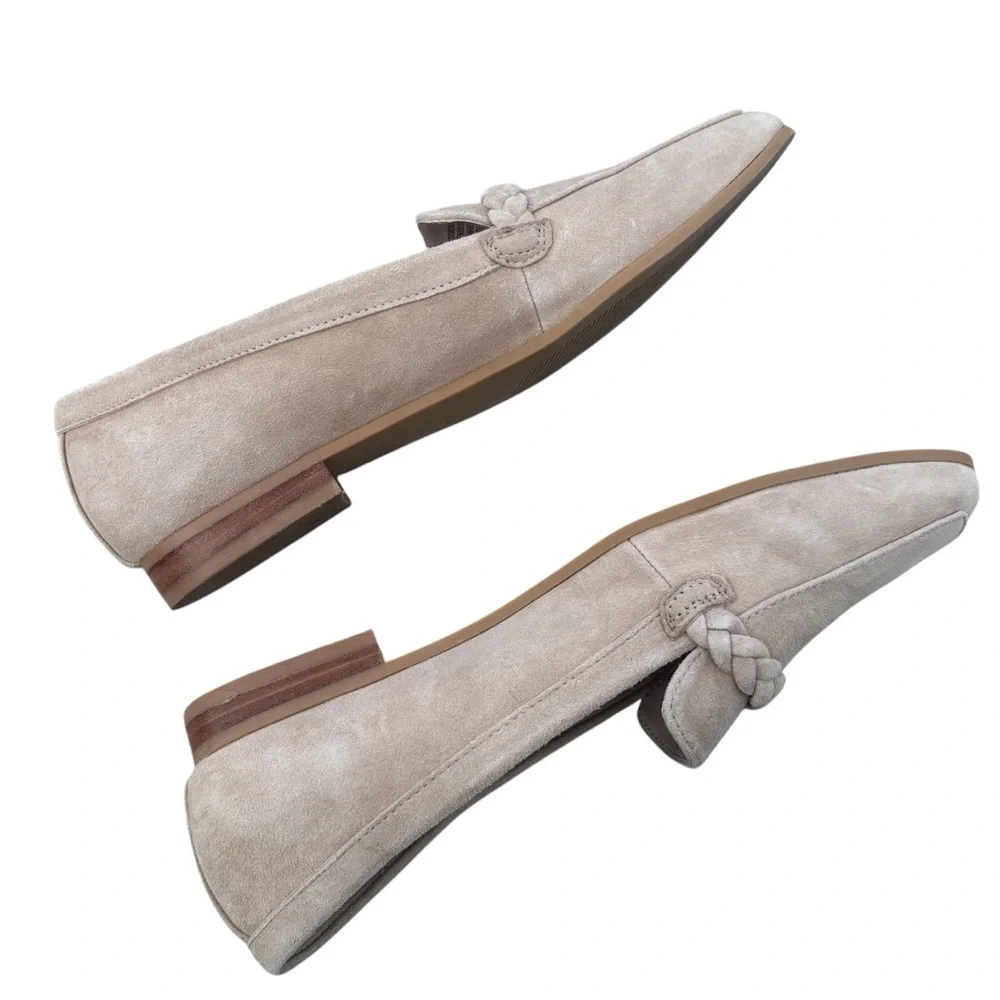Joie Beige Tan Suede Leather Braided Flat Loafer 9